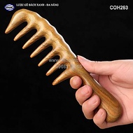 Lược gỗ thơm Bách Xanh răng thưa MÁT XA đa năng (COH263) Chải tóc xoăn, rối, xù -  Massage đầu giúp 