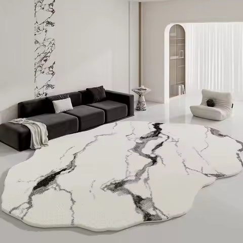 Minimalist Bedroom Decor Marble Carpet Irregular Shape Carpets for Living Room Light Luxury Fluffy S