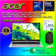 ACER ASPIRE LITE 16 AL16-71P-54R5 LAPTOP - SILVER INTEL CORE ULTRA 5-125H INTEL ARC 16GB D5 512GB SS