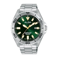 ALBA AS9Q41X1 Green Dial Sports Stainless Steel 100M Original - Jam Tangan Pria