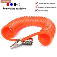 OKHALLO Air Compressor Hose Tube, PU Flexible PU Air Compressor Hose, With Connector PU Recoil Air T