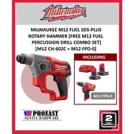 MILWAUKEE M12 CH-602C FUEL SDS-Plus Rotary Hammer &amp; M12 Percussion Driver Drill COMBO SET [FREE M12 FPD-0]