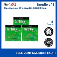 [Bundle of 3] CARTIGRO Glucosamine Chondroitin MSM Cream, Triple Strength 4 Oz - To support normal joint function