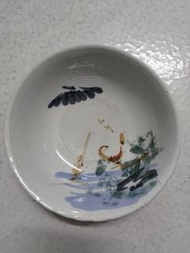 古早陶瓷富士山風景圖碗公高9寬24寬24公分2件