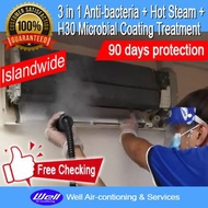 [Well Aircon] FCU 3-in-1 Anti-bacterial + Hot Steam + H30 Treatment (per unit)