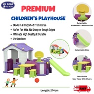 My Dear Playground Playhouse 29031 With Basketball Set, Side Table With Chairs and Children Slide