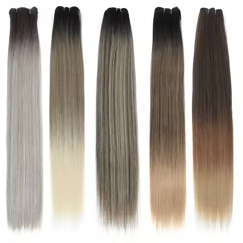 30 Inches Synthetic Hair Bundles 150g 200g Bone Straight Soft Hair Weaving 27-613 Piano Blonde Ombre