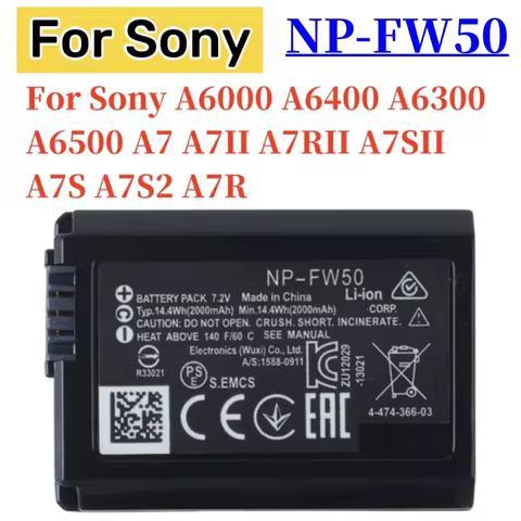 New NP-fw50 NP FW50 Battery For Sony Alpha a6500 a6300 a6000 a5000 a3000 NEX-3 a7R a7S NEX-7 NEX-3D 