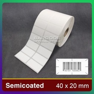 Semi-coated Shredded Sticker Label 40x20 2 Line Barcode Sticker 40 x 20 mm