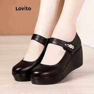 Lovito Women Elegant Plain Shallow Mouth Thick Soles Mary Jane LFA60324