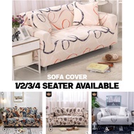 1/2/3/4 Seater Sofa Cover L Shape Slipcover Stretch Sofa Cushion Cover Protector Sarung Sofa Sofa Kusyen Cover