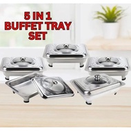 5 in 1 Set Buffet Tray Buffet Kenduri Buffet Pan Food Tray Bekas Lauk Kenduri