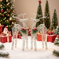 Christmas Reindeer Figurine Glittering Xmas Holiday Party Supply Yard Ornaments Suitable for Mantel 