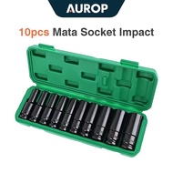 MATA AUROP Socket Extension Impact Socket 10 pcs 1/ 2 Inch Socket Bit Length 8mm - 24mm