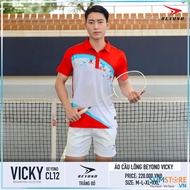 Beyono - Áo Thể Thao Cầu Lông Nam Nữ Vicky CL12 Màu Trắng Đỏ - phù hợp bộ môn thể thao cầu lông tenn