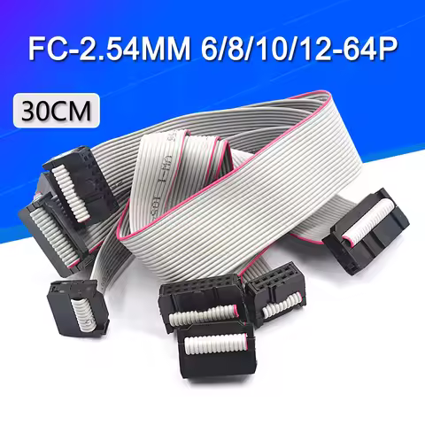 2PCS 2.54MM pitch FC-6/8/10/14/16/20/40/50 PIN 30CM JTAG ISP DOWNLOAD CABLE Gray Flat Ribbon Data Ca