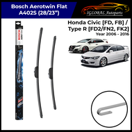Honda Civic [FD FB] / Type R [FD2 FN2 FK2] A402S Bosch Aerotwin Flat U-Hook Windscreen Wiper Set (28