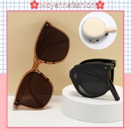 Women's Foldable Black Frame Sunglasses, Fashionable Outdoor Black Frame, UV400, Portable, Unisex Ra