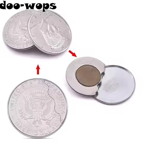 Magnetic Flipper Coin Butterfly Coin(USD half Dollar Copy) Magic Tricks Magician Accessories Close U