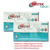 PROTEK Caplet, Magnesium, Vitamin B12, Vitamin D3 (60 Caplets/ per box) x2 Boxes
