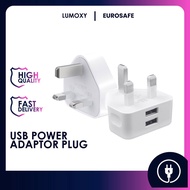 LMY_ 3 Pin Plug Double USB Eurosafe 2 Power Adapter AC Power Smart Phone Charger Adaptor UK Plugs Socket Extension