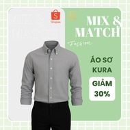 Men's Plain Shirt PREMIUM OXFORD FABRIC Gray Long Sleeve Premium Oxford Fabric - KURAMAN