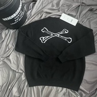 Japanese Trendy WTAPS Bone Jacquard Knitwear Loose Large Size Round Neck Sweater Men Women Couples L