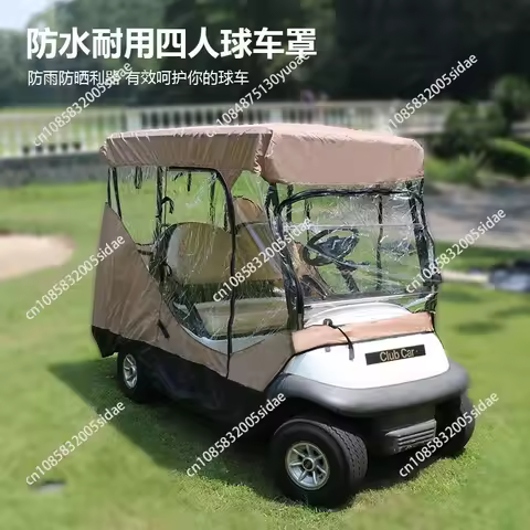 Black 4Seater Golf Cart Rain Curtain Car Cover Anti-dust Rainproof Sunscreen Outdoor Camping Oxford 