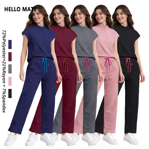 High-quality Clinical Staff Uniforms Fashion Pockets Medical Scrubs Set Pharmacy Beauty Lab Tops Pan