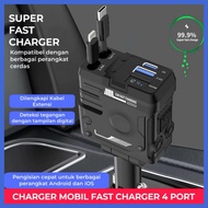 4-in-1 Car Charger with Fast Charging QC 3.0 Retractable PD 66W Type C & iphone