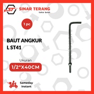 L ST41 Anchor Bolt 1/2" x 40cm (12mm x 40cm) plus nut - Black Iron