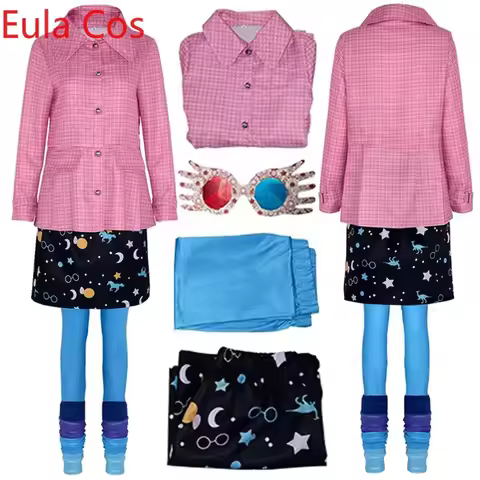 2025 New Halloween Luna Cosplay Lovegood Costume Magic Movie Roleplay Glassess Skirts Socking Set Cl