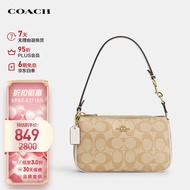 蔻驰（COACH）【品牌直供】520礼物女士小号手提包麻将包卡其白色CS442IMDQC