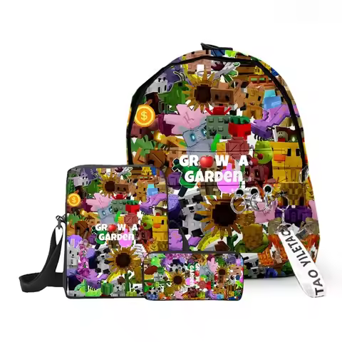 3pcs/set New Roblox Grow A Garden Creative Cartoon Primary Secondary School Students Schoolbag Backp