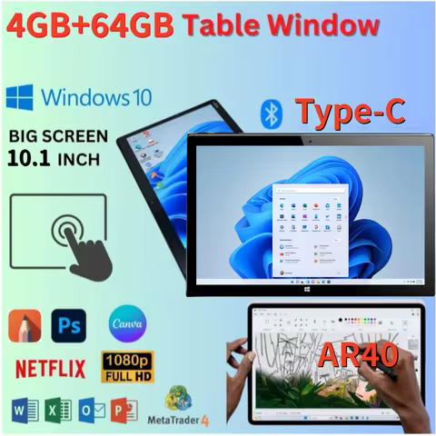 10.1 INCH 4GB RAM 64GB ROM AR40 WINDOWS 11 Tablet PC 1366*768 IPS Screen WIFI Quad Core Dual Camera