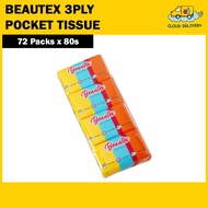 Beautex 3 Ply Pocket Tissue - 72 Packs x 8s