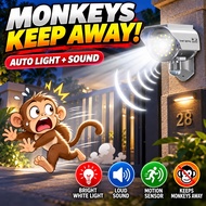 2026 New Alat Penghalau Monyet Ultrasonic CC Monkey repellent Halau monyet Light Solar Siren Strobe 