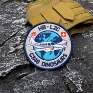 [Custom  patch] AE.HB-LZC Swissair logo earth plane theme embroidery 3D (Hook and Loop) Patch /Badge