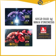 Gold Bar 1g (Au 999.9) Edisi MAA by Orodesign Ready Stock Emas Bar 1g Bunga Raya Gold Bar 999.9% Fin