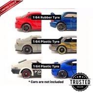 1:64 1/64 Hot Wheels Custom Rim JDM Long Axle Tyre - Rubber & Plastic Tires Promo Pack (6 Sets)