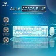 AULA AC306 Wireless Keyboard Mouse Combo - 104 Keys / 1600 DPI / Blue itw