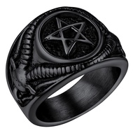 Satanic Jewelry Baphomet Goat Rings Sigil of Lucifer Satan Symbol Signet Ring for Men Woman Size 7/8