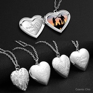 Loket Hati Silver 925 Boleh Buka | Rantai Leher Frame Gambar Keluarga | Photo Locket Necklace