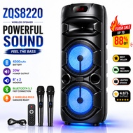 ZQS 8220S Bluetooth Speaker 1200W Heavy Bass Karaoke Party speaker Subwoofer W/ Free 2 Wireless Micr