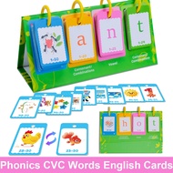 CVC Words Phonics English Flash Cards for Kids Vocabulary Spelling Educational Card Teaching Aids