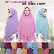 🔥4XL PREMIUM🔥TUDUNG SARUNG LABUH CHIFFON 3 LAYER BERDAGU AWNING SCUBA