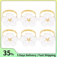 Napkin Rings Set of 6 Napkin Rings Holders White Flowers Napkin Buckles Elegant Napkin Holders for D