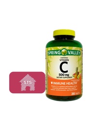 Spring Valley Vitamin C Tropical Fruit Flavors 500 mg, 200 Count - Chewable Tablets + STS Sticker.