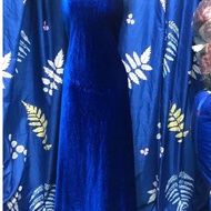 C931 - Blue 7-border Velvet Fabric (1m x 1.6m), very soft, 4-way stretch