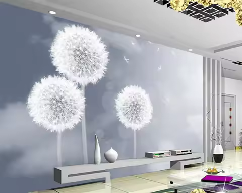 European Style 3D Mural Custom Wallpaper Dandelion Sofa tv Background Soft White Calla Lily Line Des